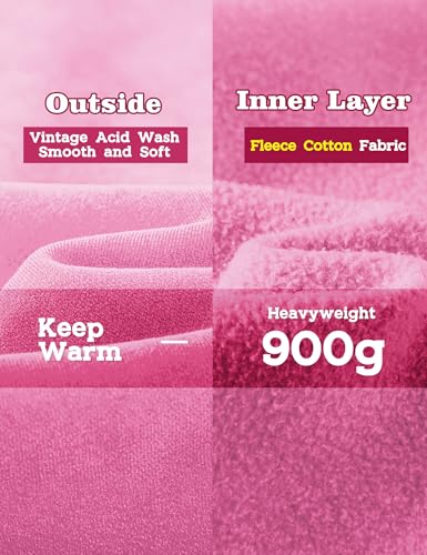Image of FAIABLE Womens Oversized Acid Wash Hoodie Unisex Heavyweight Cotton Hoodies Fleece Vintage Washed Sweatshirt Women Men