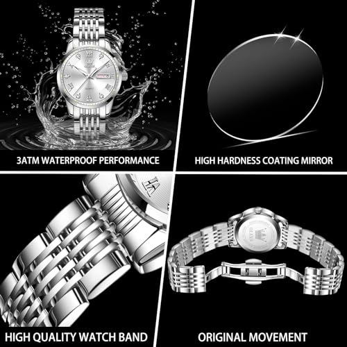 Image of OLEVS Luxury Ladies Watches,Women's Watch with Day and Date,Female Watch for Small Wrist,Gold Stainless Steel Watches for Women,Easy Read Ladies Wrist Watches Waterproof（Adjustable Strap