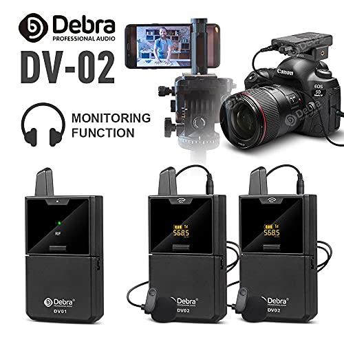 DV02 UHF trådløs lavaliermikrofon 30 kanaler 50 m rækkevidde 3,5 mm højttaler til DSLR-kamera telefoninterview lydoptagelse_voghion.com
