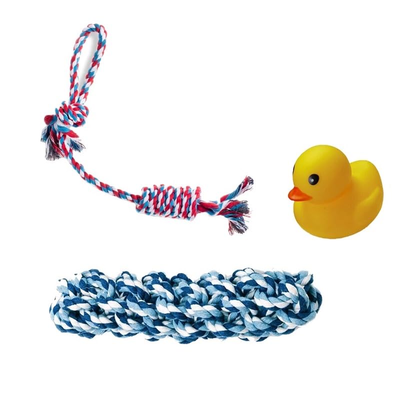 Woowoofy Dog Rope Toy Anti Slip Design for Aggressive Chewers Teething Training Nearly Indestructible Dog Toys 100% Natural Cotton Rope for Small and Medium Dog (Pack of 3)