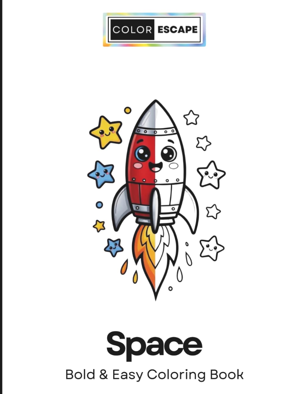 Space Bold & Easy Coloring Book for Kids and Adults: 50 Simple Big Designs with Planets, Rockets, Astronauts, Aliens, Stars, Galaxies & UFOs – Fun ... Coloring Pages for Stress Relief & Creativity