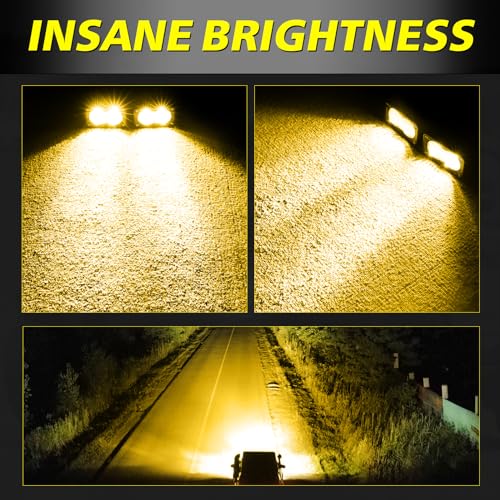 Image of Amber LED Pods, AKD Part 3 Inch CREE LED Amber Fog Lights Pods 40W Spot Flood Combo Off Road Driving Lights Small Chase Lights Ditch Lights Headlight for Dirt Bike Motorcycle Truck UTV ATV SUV Surron