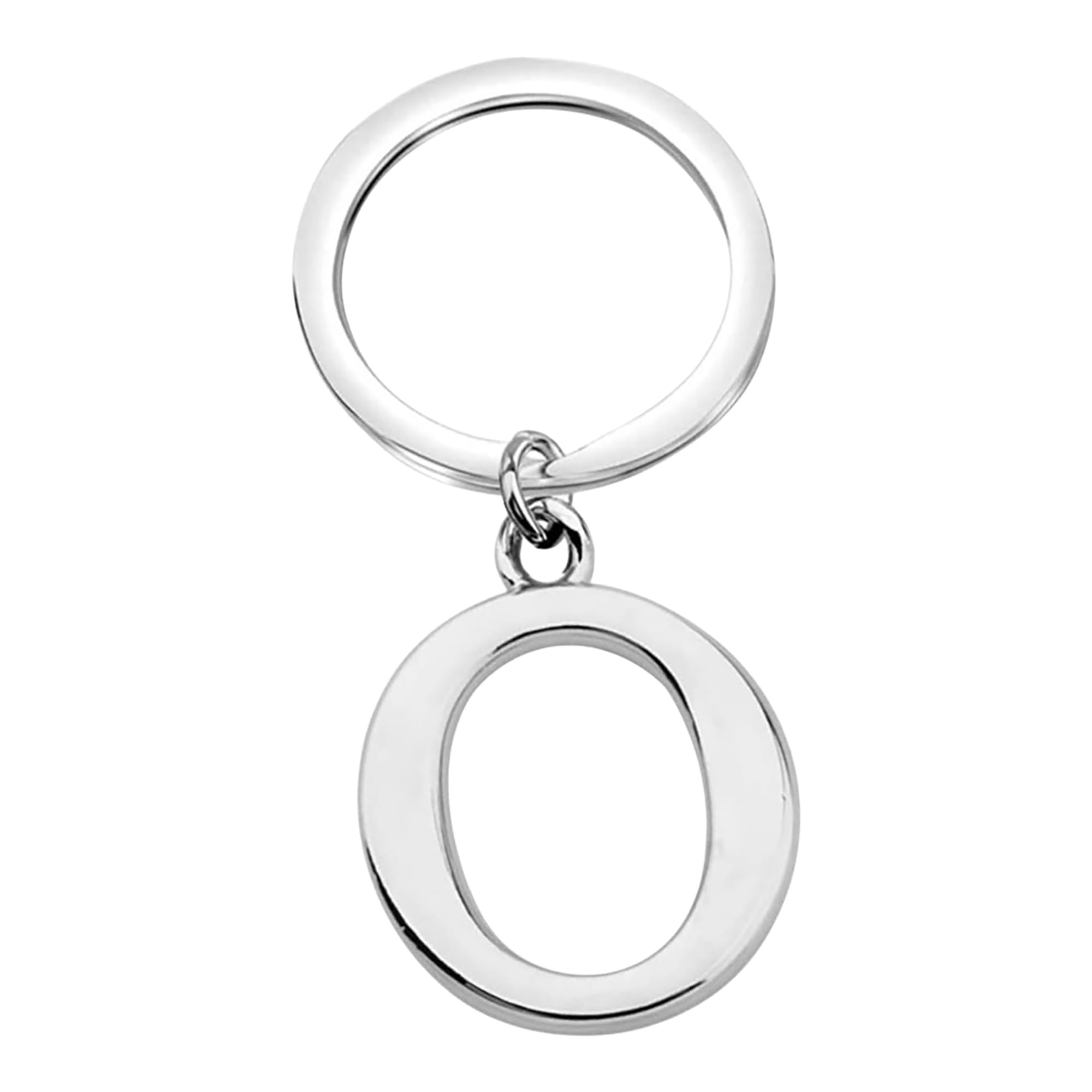 Rohans Unisex O Silver Keyring Letter - Initial Alphabet Key Ring Charm Silver And Gold (Silver, O)