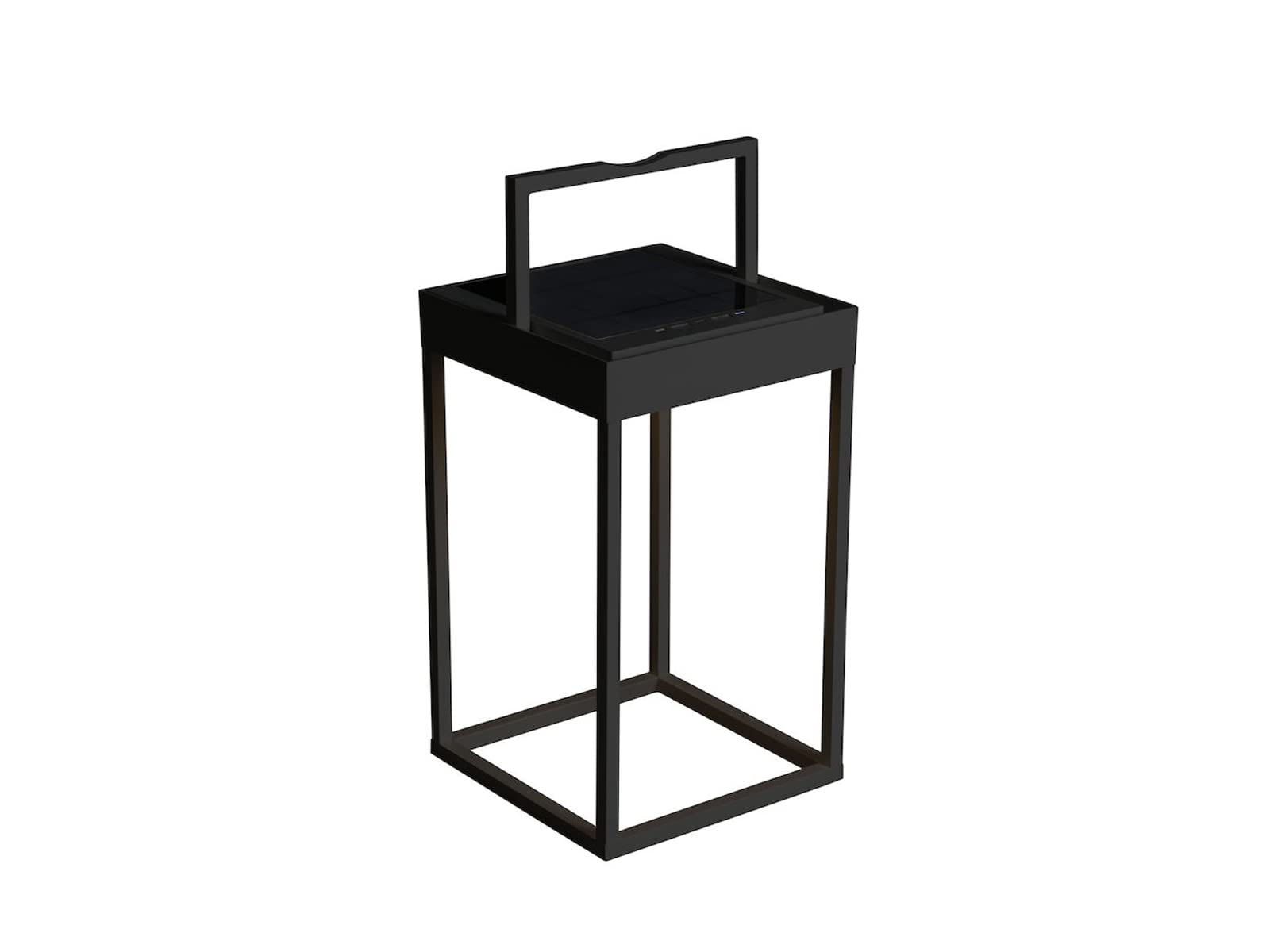 Konstsmide Solar Lights/Portofino Hybrid USB and Solar Charging Lantern/Floor or Wall Lantern/Integrated Dusk Till Dawn Sensor/LED High Power 2.2 Aluminium/IP54/Outside Decoration Light Black