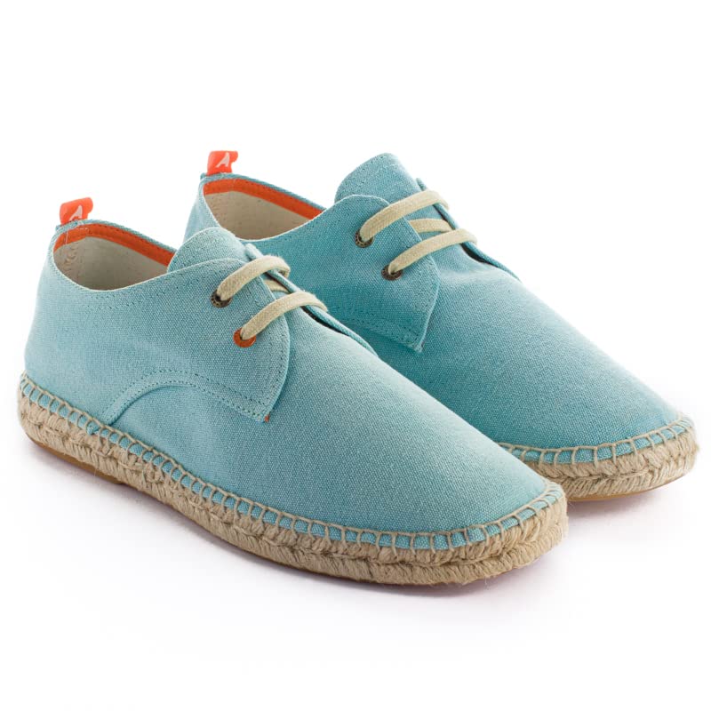Alpargatas para Hombre de yute y Tejido Terra. Hecha a Mano. Zapato Casual Tipo Blucher con Cordones Flexible Suave y Transpirable.