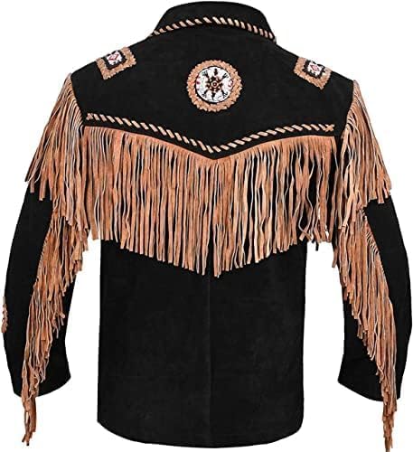 Men’s Traditional Native American Western Fringe Leather Jacket - Western Cowboy Trending Fringed Genuine Leather Coat3