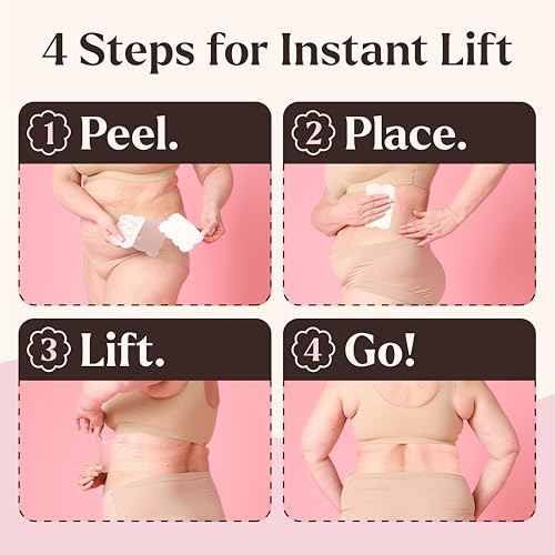 Image of Skinnies Instant Back Lift Tape - Patented & Made in USA - Smooths Back Fat Instantly - Hides Easily on Your Sides - Waterproof, Clear Adhesive Strips, Sweatproof Body Tape for Women - 5 Pairs