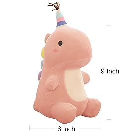 VHYHCY Stuffed Animal Plush Toys, Cute Dinosaur Toy, Soft Dino Plushies for Kids Plush Doll Gifts for Boys Girls (Pink, 9 Inch)