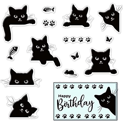CRASPIRE Sellos Transparentes de Gato Hacer Tarjetas, Decoración, Álbumes de Recortes, Sello de Goma de Silicona Kitty para Tarjetas de Felicitación Álbum de Fotos Diario Decoración DIY Craft