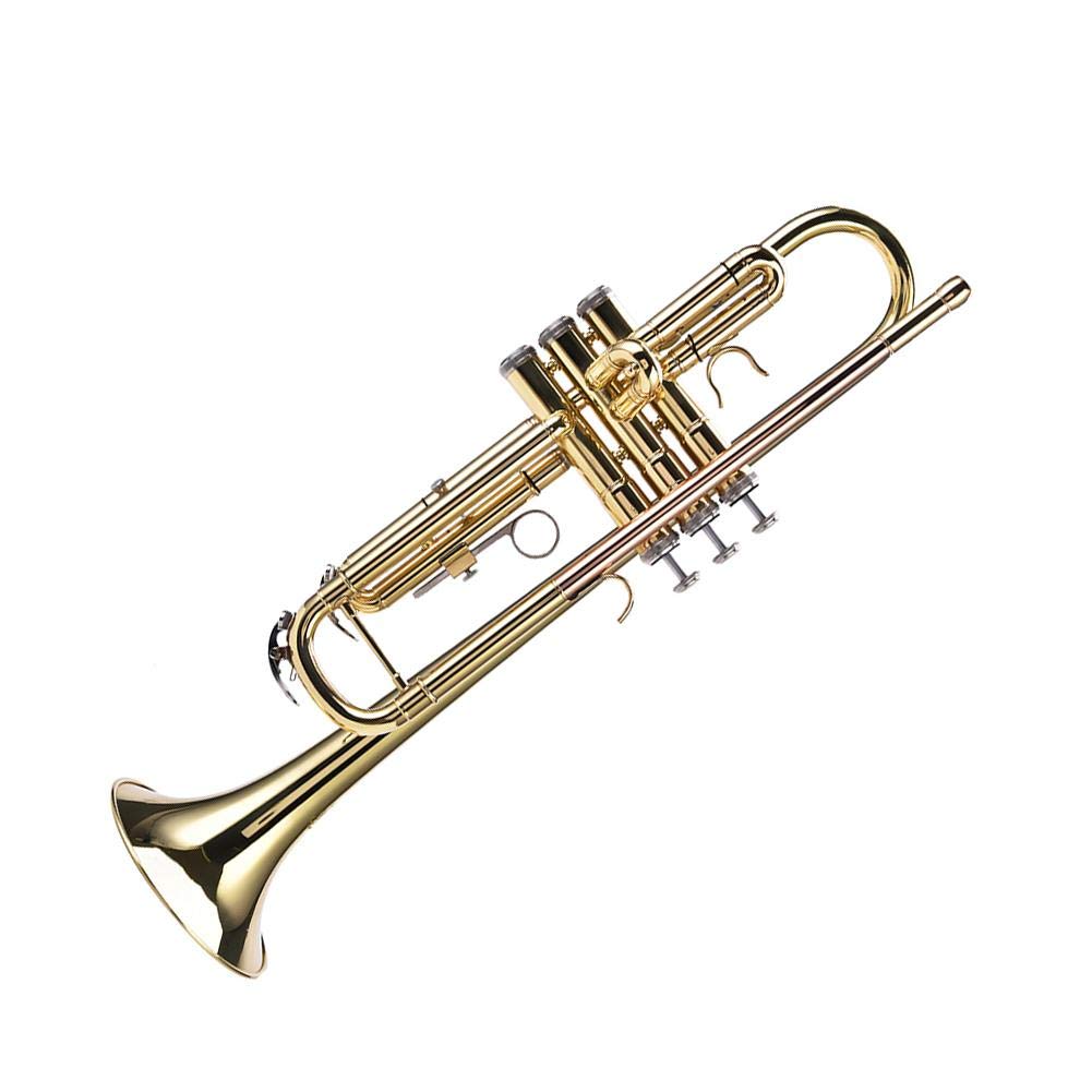 Tbest Trompete Bb Messing Golden - Praxis Learning Instrument Set Kit Zubehör mit Trompete Koffer für Erwachsene Anfänger Kinder Studenten