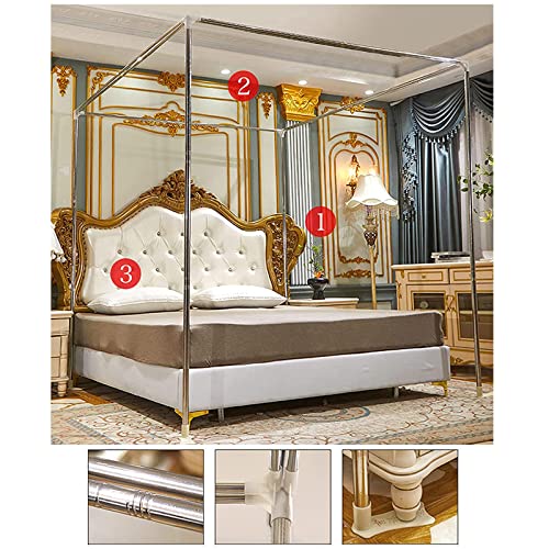 Susisang Bed Curtain Four Poster Bed Canopy Mosquito Net Double Layer Princess Blackout Curtains Canopy with Frame 18 - Hole Mesh Design Exquisite Bedroom Decoration (green,180 * 220 * 200)