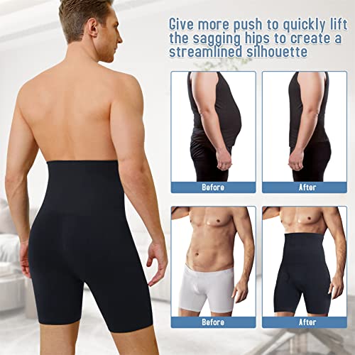 Tailong Men Tummy Control Shorts High Waist Slimming Body Shaper Compression Underwear Seamless Belly Girdle Boxer Briefs Black #TOP3