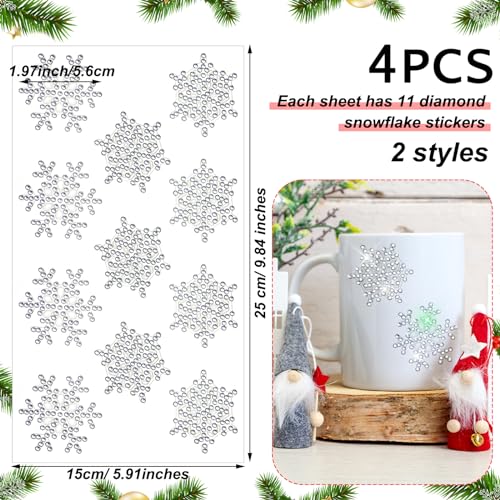 Image of Epakh 84 Pcs Stickers Glitter Bling Rhinestone Sticker Snowflake Silver