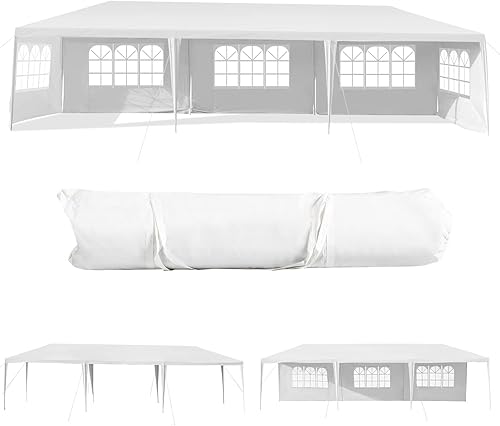 Tangkula toldo para exteriores de 10 x 30pies, resistente, para fiestas, bodas y eventos, marco de acero resistente con 5paredes laterales