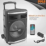 Pyle Portable Bluetooth PA Speaker System - 600W Bluetooth Speaker Portable PA System W/ Rechargeable Battery, Party Lights, MP3/USB SD Card Reader, Rolling Wheels - Pyle PPHP1044B - Image 3