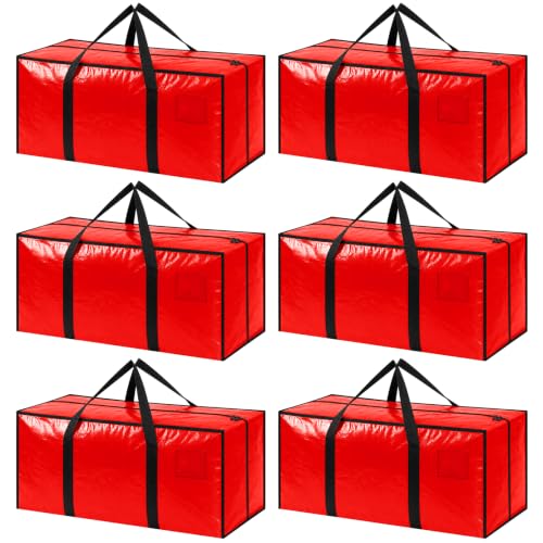 Extra Large Moving Bags- Ornament Storage Box with Strong Zipper(Red) - Image 3