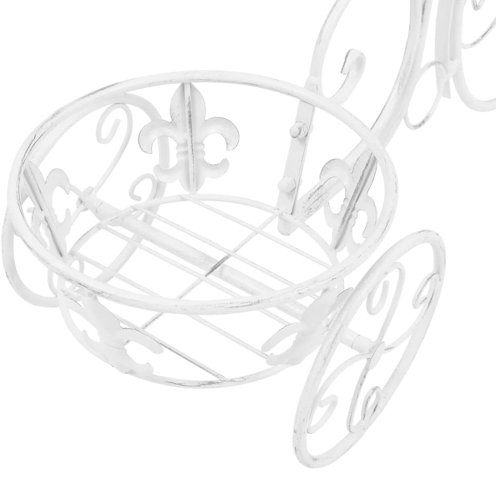 Blumentreppe Fahrradform Vintage-Stil Metall Pflanzenständer mit 3 Halterungen Antik-Weiß 77x26x50 cm für Balkon Terrasse Wohnzimmer Garten dekoratives Blumenregal