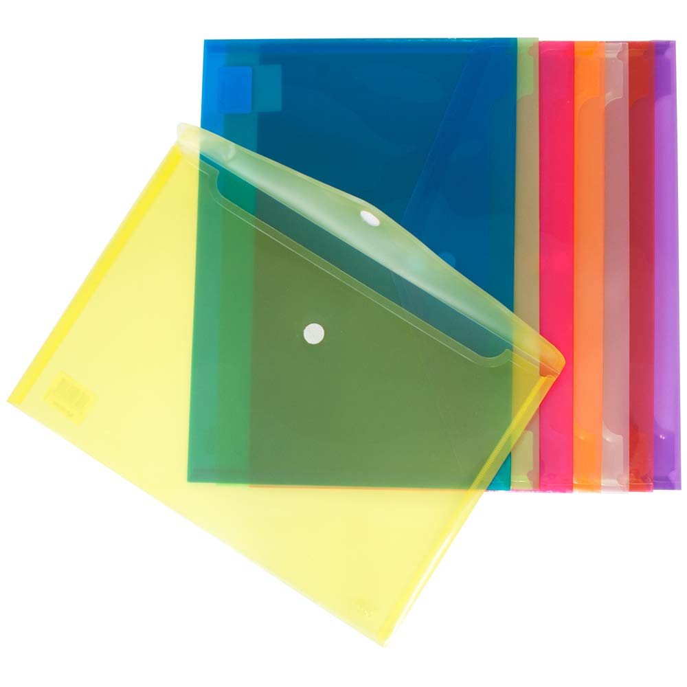 Grafoplas - Sobres de Plástico Tamaño Folio, Contine 12 Unidades, Color Transparente, Medidas 33,4x23,5cm, Cierre Clic, Protege tus Documentos de Papel