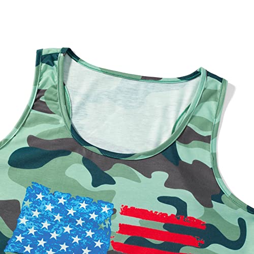 Family Matching Vest Independence Day Mommy and Me Outfits Women Girls 4th of July Sleeveless Stars Stripes Print Vest Tops4