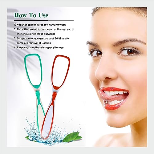 Image of plastic single handle Tongue Cleaner for Fights Bad Breath Oral Health Care Tool, Easy to Use for Adults and KidsTravel Friendly (pack of 4)