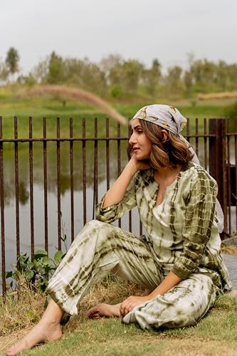 Image of MIRCHI FASHION Women's Cotton Shibori Dyed Printed Co-Ord Set of Short Kurti & Plazzo Pant