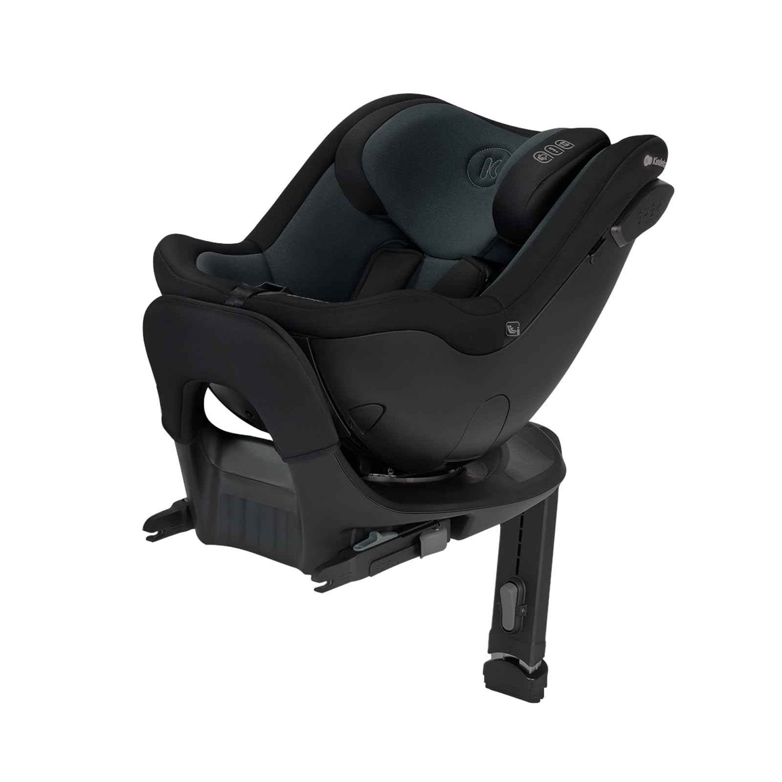 Kinderkraft I-GUARD Seggiolino auto I-SIZE 40-150 cm, Seggiolino 360 girevole, con Isofix Base, Reclinabile Posizione sdraiata, Poggiatesta regolabile, Gruppo 0 1 2, Nero