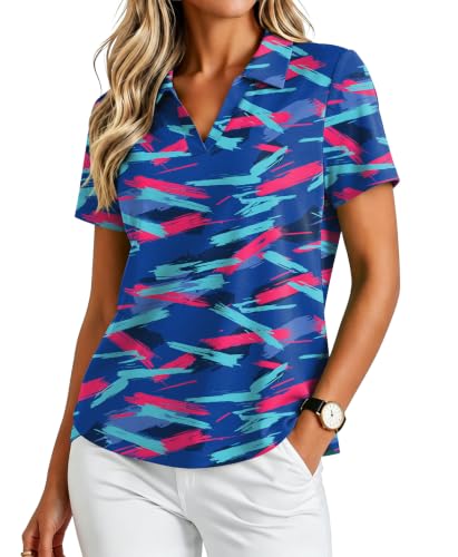 Image of PINSPARK Womens Golf Shirt Short Sleeve Polos UPF 50+ Collared Tennis Tops