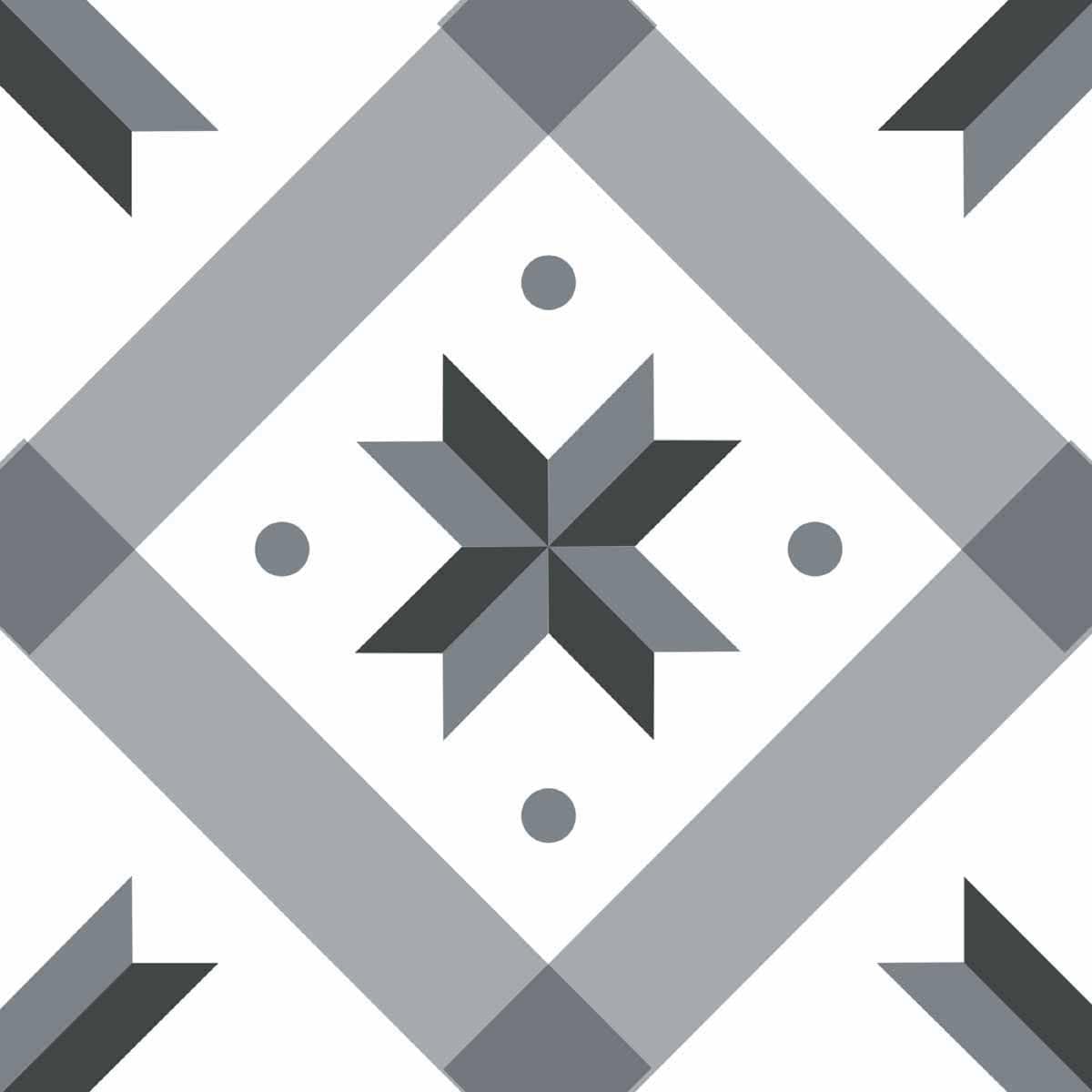 Draeger Paris – Adhesive Wall Tiles – Ideal for Kitchen and Bathroom – Set of 6 Adhesive Tiles, Grey Star 15 x 15 cm