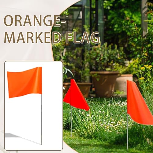 TELAIN Flo Orangefarbene Markierungsfähnchen,20er-Pack Marker-Fähnchen, Rasenfähnchen, Grenzfähnchen, Hundetrainingsfähnchen für Garten, Vermessungsfähnchen