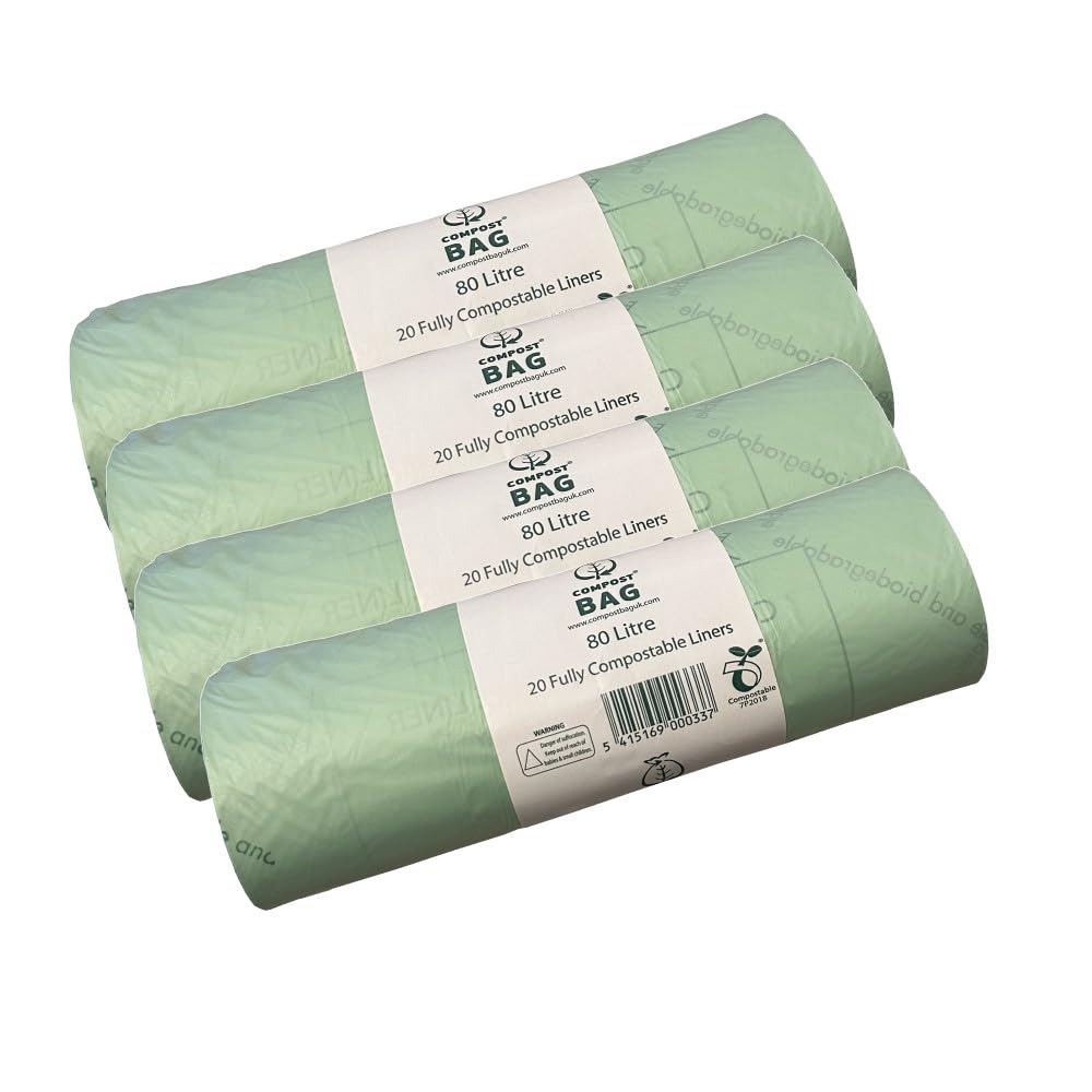 80 Litre x 80 CompostBag Compostable Biodegradable Commercial Food Waste Bin Liner Bags/Sacks (80L) EN13432