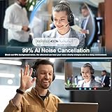 Voistek Wireless Headset with Microphone,Bluetooth Headset with USB Dongle & Charging Dock,50H Battery and Mute Button,Noise Cancelling Mic for PC,Laptop,Home Office,Zoom,Teams,Call Centre - Image 2