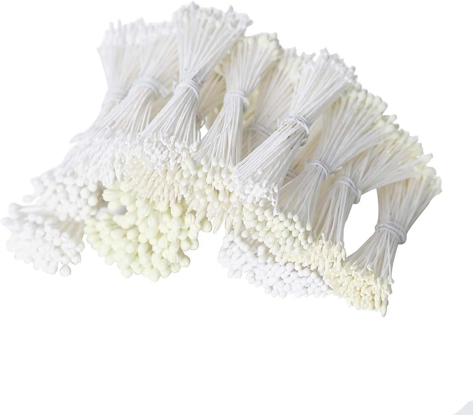 KALAIEN Flower Stamens 16 Bundles 1120 Pcs Double Heads Handmade Flowers Pollens Stamens 2.4-2.6-Inch-Small