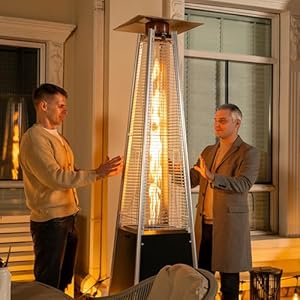 Nuu Garden Outdoor Propane Patio Heater, 48,000 BTU Pyramid Outdoor Heater with Wheels, Hammered Bronze Tower Propane Heater with Quartz Glass Tube for Garden, Terrace, Black Nuu Garden Outdoor Propane Patio Heater 48000 BTU Pyramid Outdoor Heater with Wheels Hammered Bronze Tower Propane Heater with Quartz Glass Tube for Garden Terrace Black