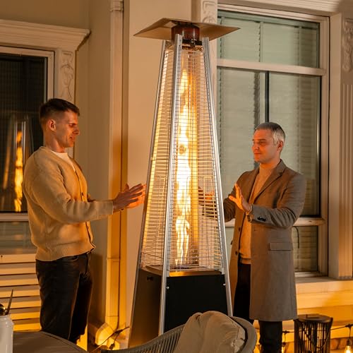 Nuu-Garden-Outdoor-Propane-Patio-Heater-48000-BTU-Pyramid-Outdoor-Heater-with-Wheels-Hammered-Bronze-Tower-Propane-Heater-with-Quartz-Glass-Tube-for-Garden-Terrace-Black Nuu Garden Outdoor Propane Patio Heater 48000 BTU Pyramid Outdoor Heater with Wheels Hammered Bronze Tower Propane Heater with Quartz Glass Tube for Garden Terrace Black
