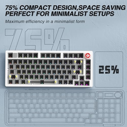Image of LEOBOG Hi75C Pro Wireless Mechanical Keyboard Kit - Aluminum Alloy Gasket Mount 75% Barebones DIY Base with Hot Swap, RGB Backlighting & Volume Knob - Enhanced Custom Gaming Keyboard Build, 4000mAh