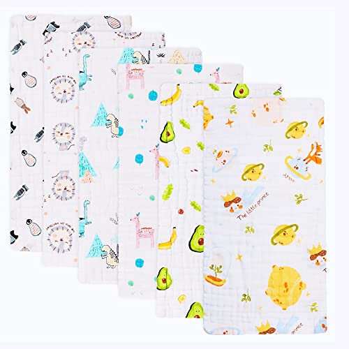 Image of FOOK FISH Muslin Burp Cloths Premium Cotton Burping Rags for Newborn Ultra Soft and Absorbent Unisex Spit Up Rags for Boys and Girls Perfect Baby Registry Gift 20'' X 10'' (Little Prince)