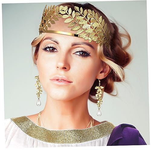 Bonuci 14 Pcs Halloween Women Greek Goddess Costume and Accessories Include Toga Dress Waist Belt Laurel Leaves Crown Leaf Bracelet Gold Hair Headpiece Artificial Pearl Earrings Necklace for Cosplay