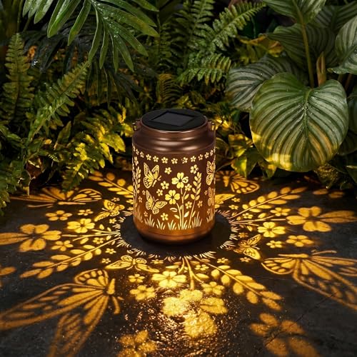 Cadeau anniversaire femme lanterne solaire papillon décorative pour jardin