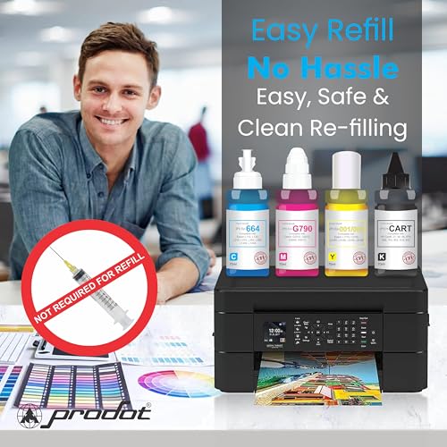 Image of ProDot Br B5000 /B6000 Inkjet Ink Refill Compatible with Brother DCP- T300, T310, T500W, T510W, T700W, T710W, T800W, T810W, MFC-T910DW, T4000DW, T4500DW Ink Tank Printers (70 ml, C /M /Y)