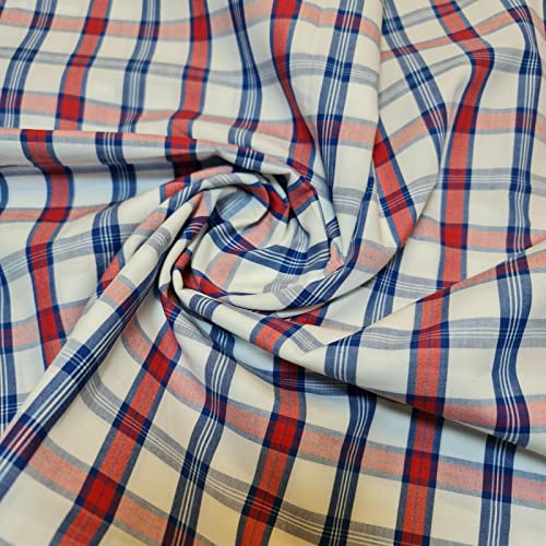100 % weiche Baumwolle mit Schottenkaro-Streifen, für Kleider, Handwerk, weicher Stoff, 147,3 cm breit, Rot