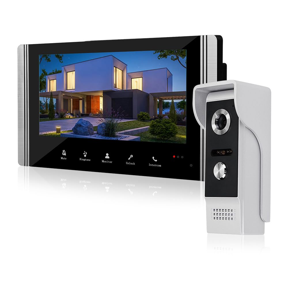 Videocitofono Cablato 7 pollici Vdeo Campanello Porta Kit Supporto sblocco Monitoraggio per villa Casa Ufficio Appartamento