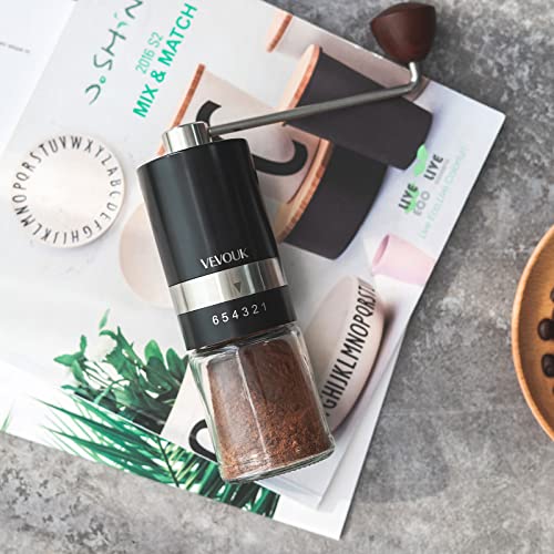 VEVOUK Schwarze hochwertige manuelle Kaffeemühle Espressomühle | Robustes und präzises Edelstahlmahlwerk leicht und… – Bild 5