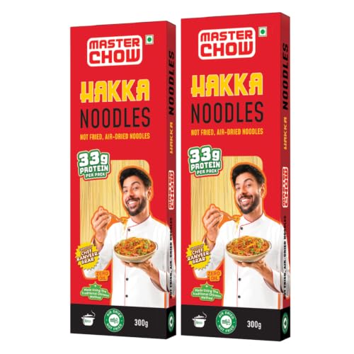 MasterChow Chinese Veg Hakka Noodles - Pack of 2 | No Preservatives | No Maida, Not Fried | Serves 10 Meals - 600gms
