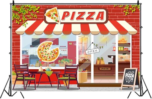 Fondo Fotográfico Pizza Shop 9x6ft para Fiesta y Decoración miniatura 2