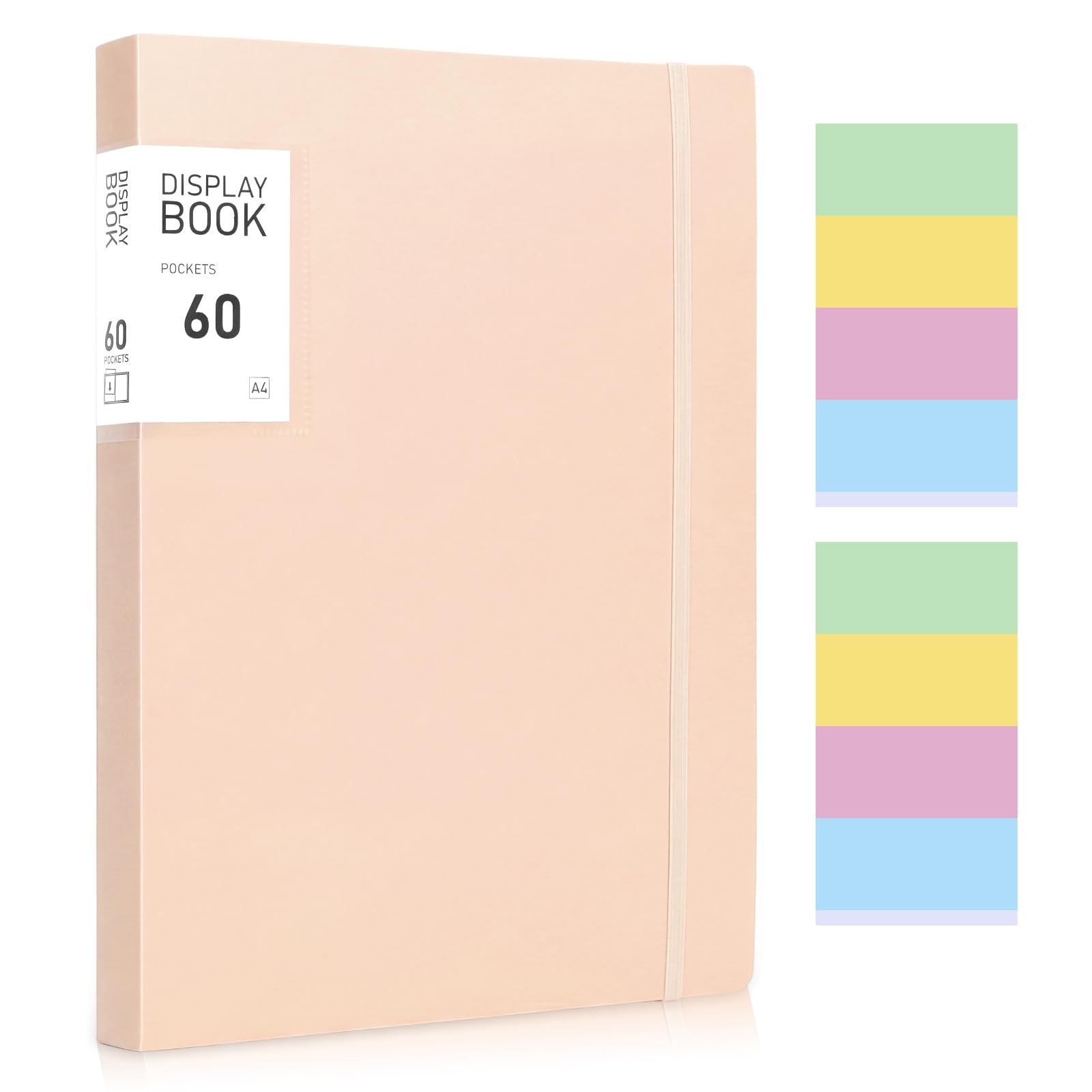 A4 Display Folders, 60 Pockets A4 Display Book Folder with Stickers, Plastic Sleeves and Pockets Presentation Folders Document Project Folder for School and Offices