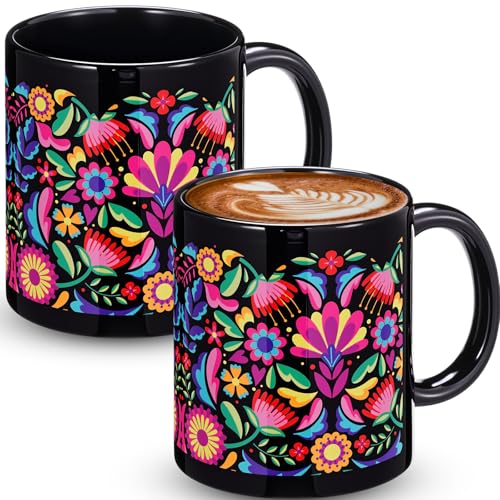 Sliner 2 Pcs 11 oz Mexican Ceramic Coffee Mugs