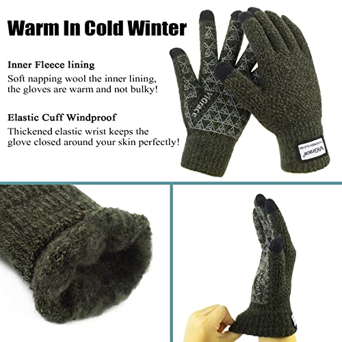ViGrace Winter Warm Touchscreen Gloves for Men and Women Touch Screen Fleece Lined Knit Anti-Slip Wool Glove (Dark Gray, X-Large) - Thumbnail 4