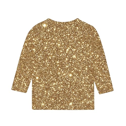 Girls Sparkly Sequin Shirts Summer Trendy Glitter 3/4 Sleeve Shirts Kids Lightweight Loose Fit Crewneck Pullover Tops4