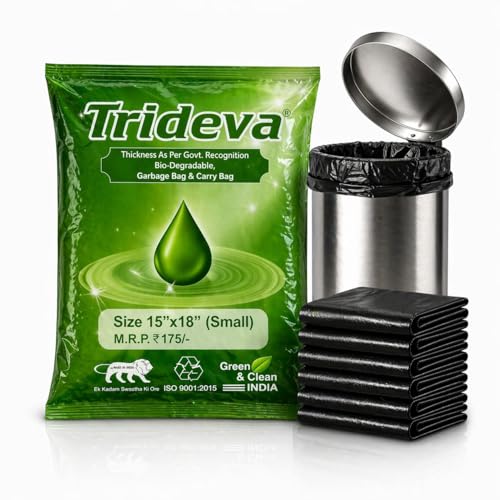 Image of Garbage Bags /Dustbin Bags - 120 Micron Heavy - Duty Trash Bags (15 x 18 Inches) - Small Leak -Proof Bin Liners for Kitchen, Office - 500g Pack (Black, Pack of 1) - 20 Pcs