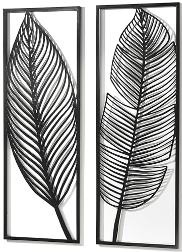 Kobolo Wandbild Wanddeko Metallbild - FEATHER - Metall - zweiteilig - schwarz - Feder - XXL